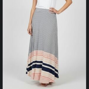 Max Studio Striped Maxi Skirt - Navy, Pink, and Cream Sizw Medium